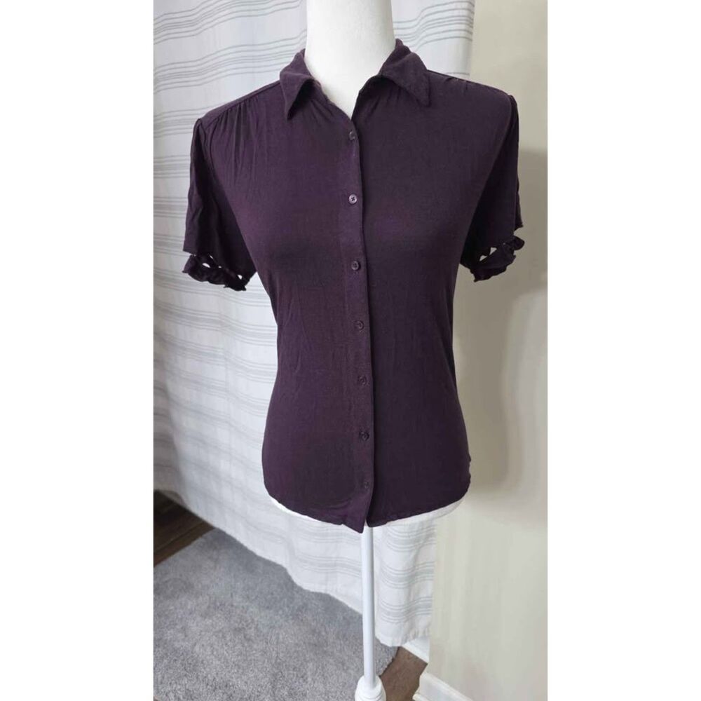 Gap Purple Short Sleeve Button Down Shirt Size Large